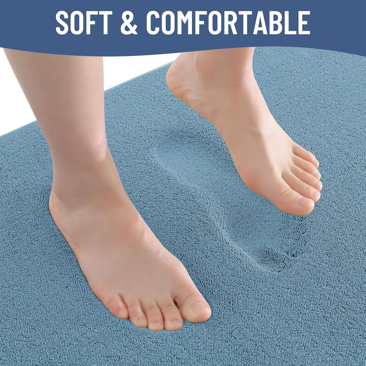 Memory Foam Bath Mat 30x20, Extra Soft Absorbent Bathroom Rugs - Colors B