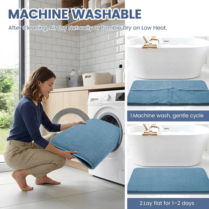 Memory Foam Bath Mat 30x20, Extra Soft Absorbent Bathroom Rugs - Colors B