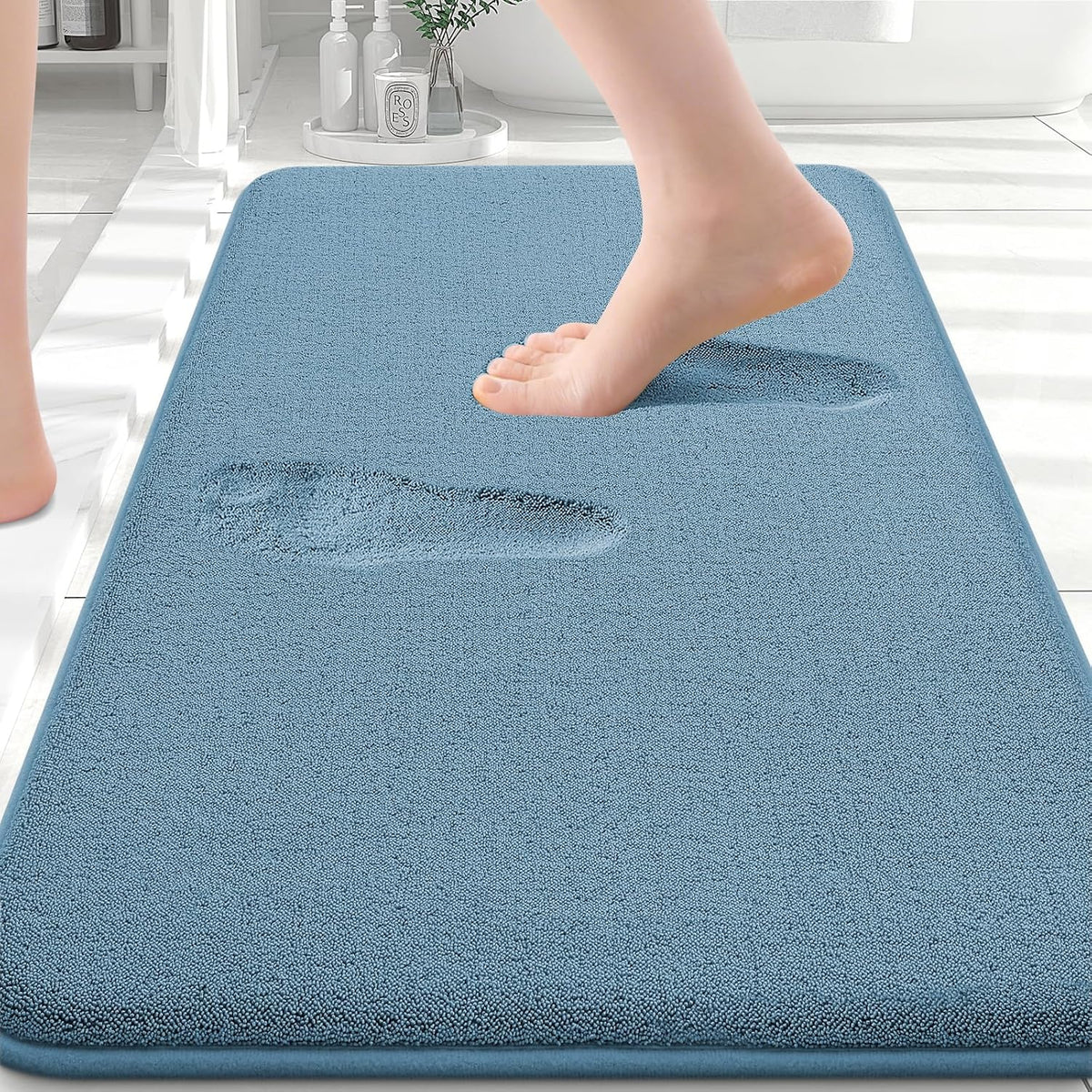 Memory Foam Bath Mat 30x20, Extra Soft Absorbent Bathroom Rugs - Colors B