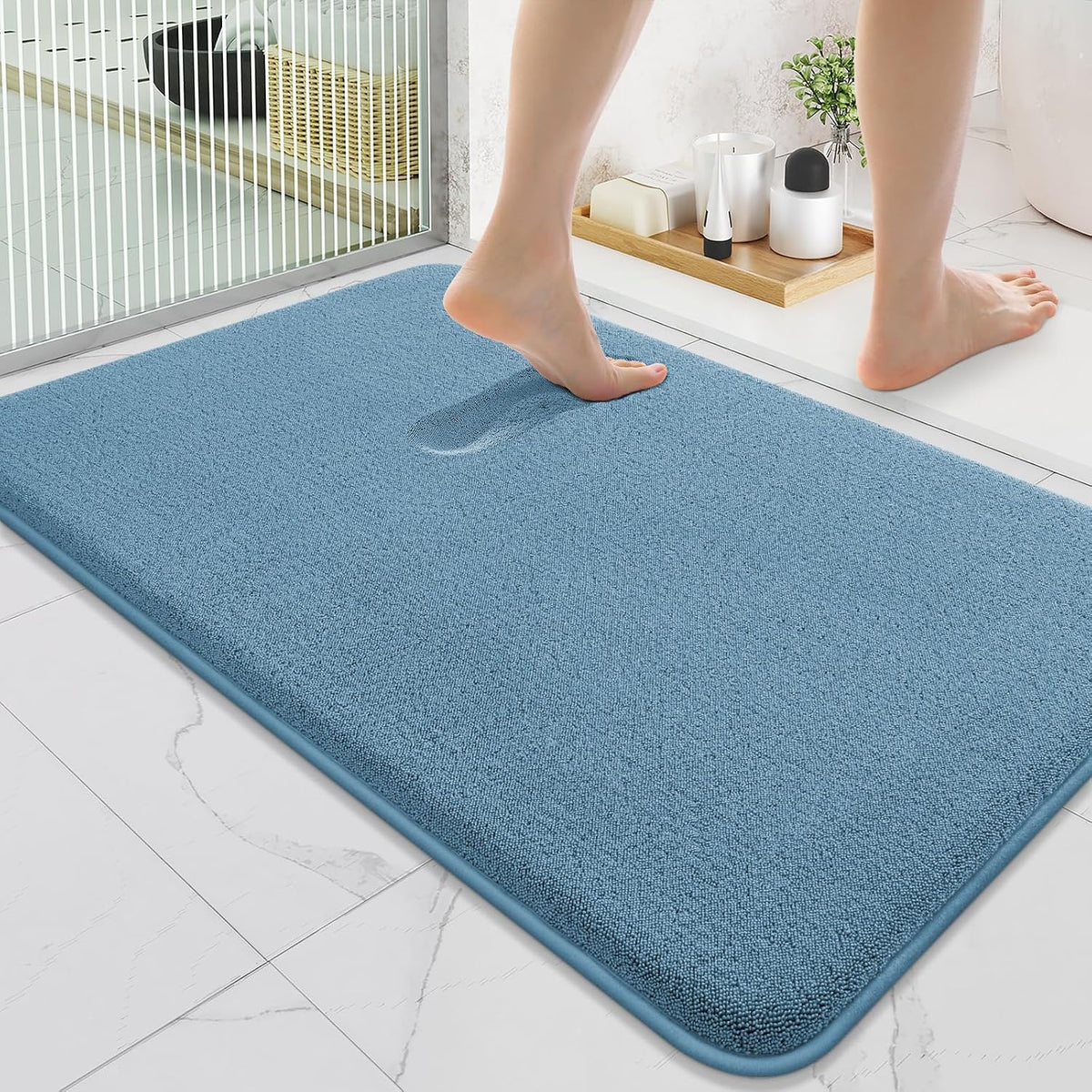Memory Foam Bath Mat 30x20, Extra Soft Absorbent Bathroom Rugs - Colors B