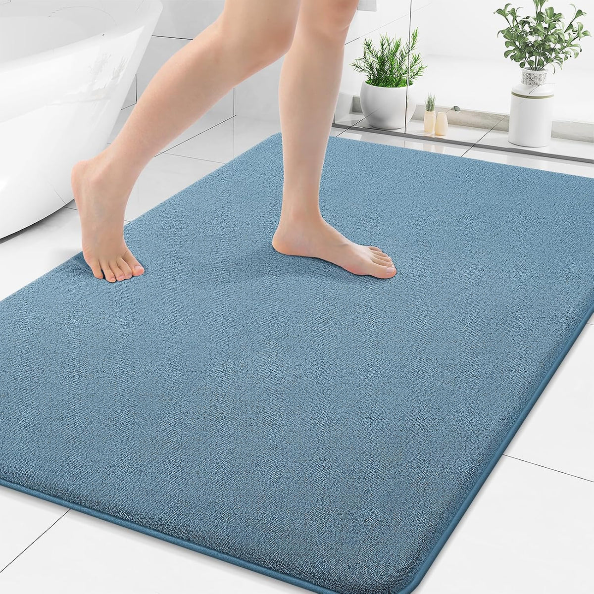 Memory Foam Bath Mat 30x20, Extra Soft Absorbent Bathroom Rugs - Colors B