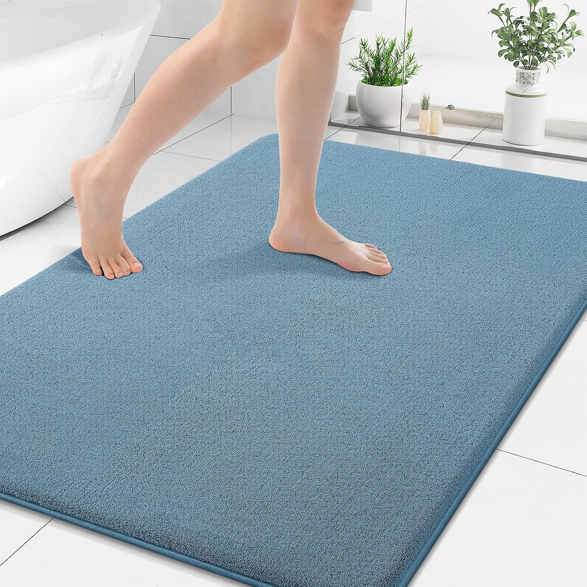 Memory Foam Bath Mat 30x20, Extra Soft Absorbent Bathroom Rugs - Colors B