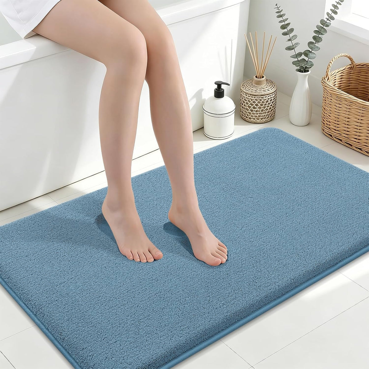 Memory Foam Bath Mat 30x20, Extra Soft Absorbent Bathroom Rugs - Colors B