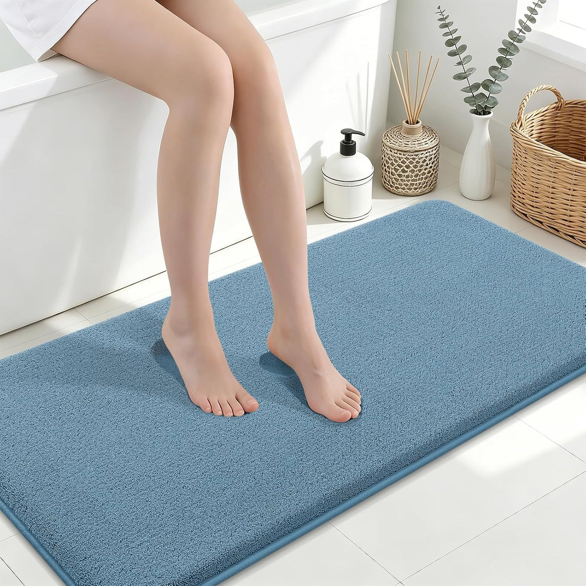 Memory Foam Bath Mat 30x20, Extra Soft Absorbent Bathroom Rugs - Colors B