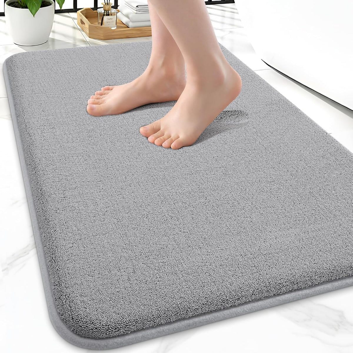 Memory Foam Bath Mat 30x20, Extra Soft Absorbent Bathroom Rugs - Colors B