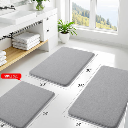 Memory Foam Bath Mat 30x20, Extra Soft Absorbent Bathroom Rugs - Colors B