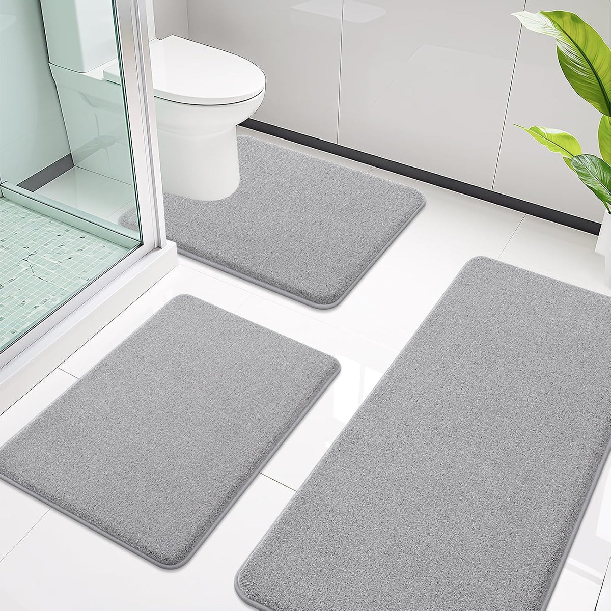 Memory Foam Bath Mat 30x20, Extra Soft Absorbent Bathroom Rugs - Colors B