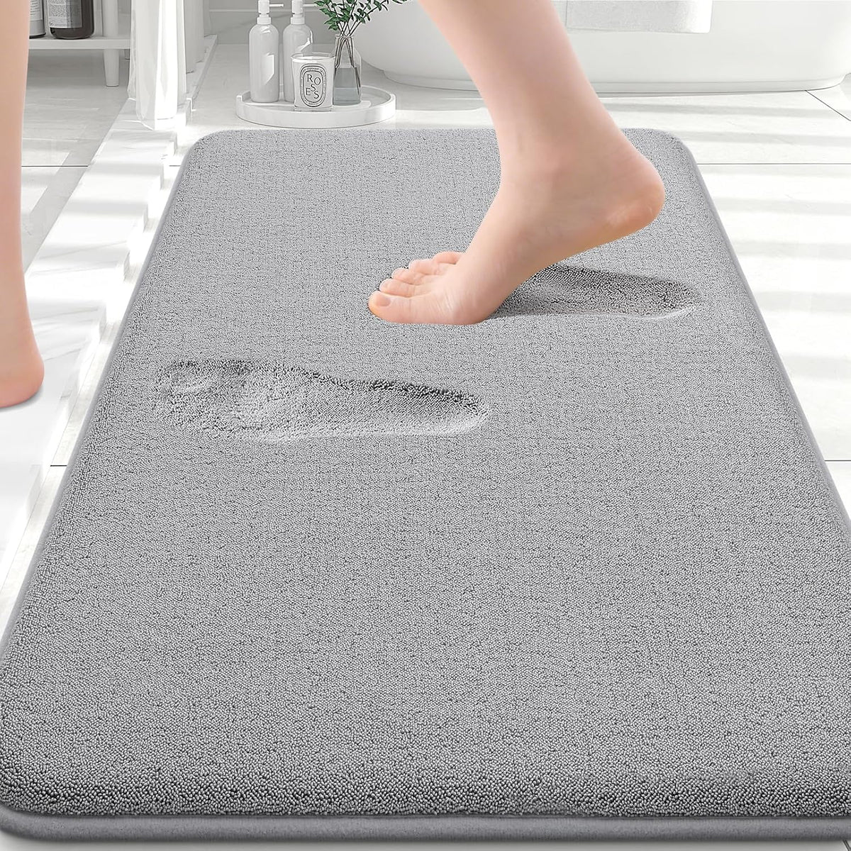 Memory Foam Bath Mat 30x20, Extra Soft Absorbent Bathroom Rugs - Colors B