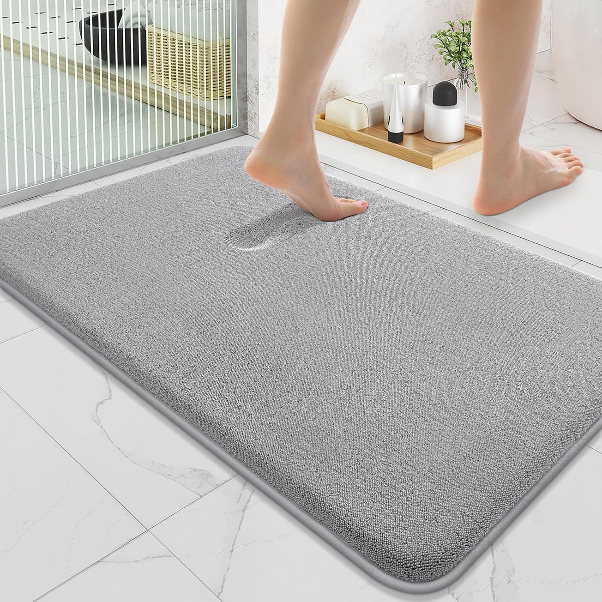 Memory Foam Bath Mat 30x20, Extra Soft Absorbent Bathroom Rugs - Colors B