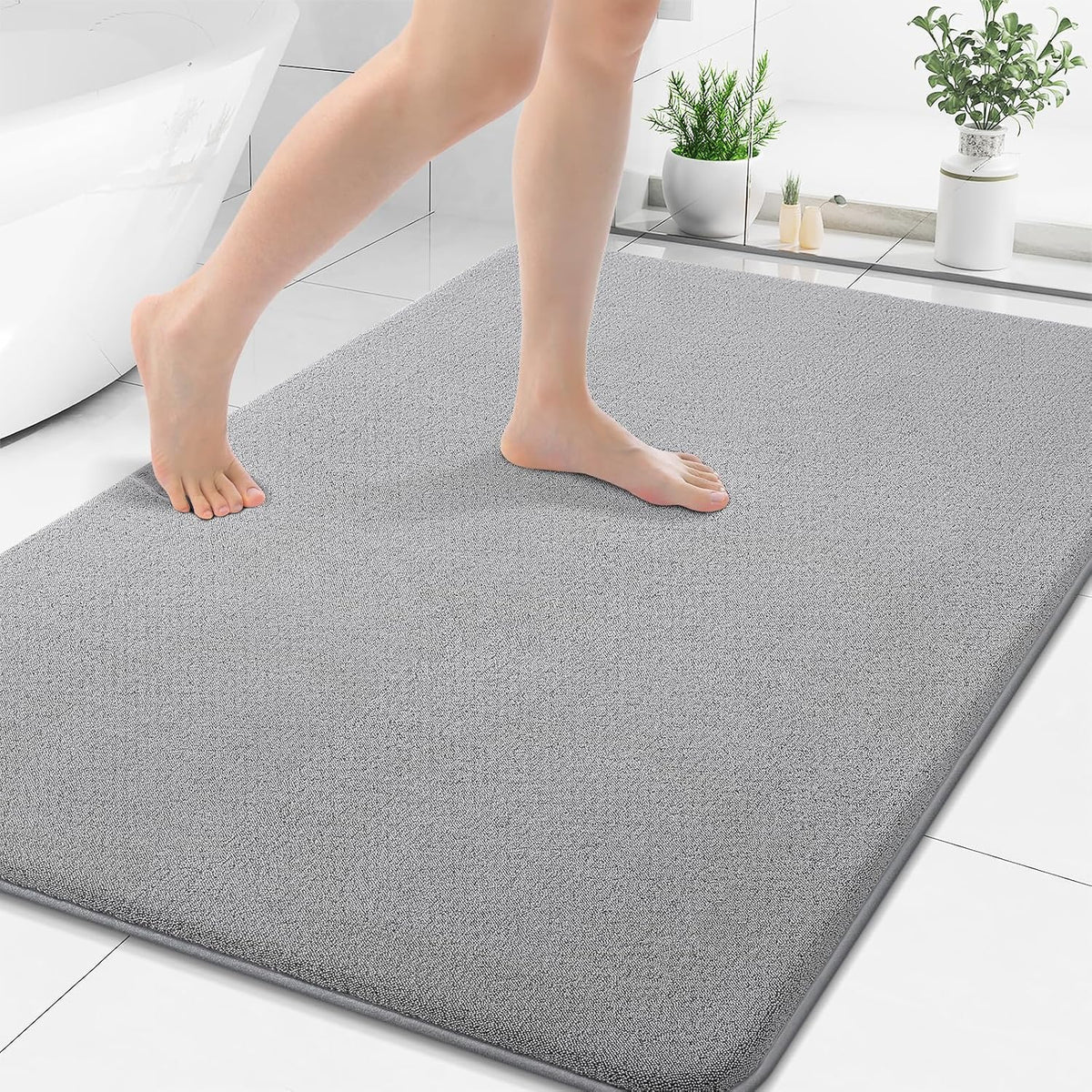 Memory Foam Bath Mat 30x20, Extra Soft Absorbent Bathroom Rugs - Colors B