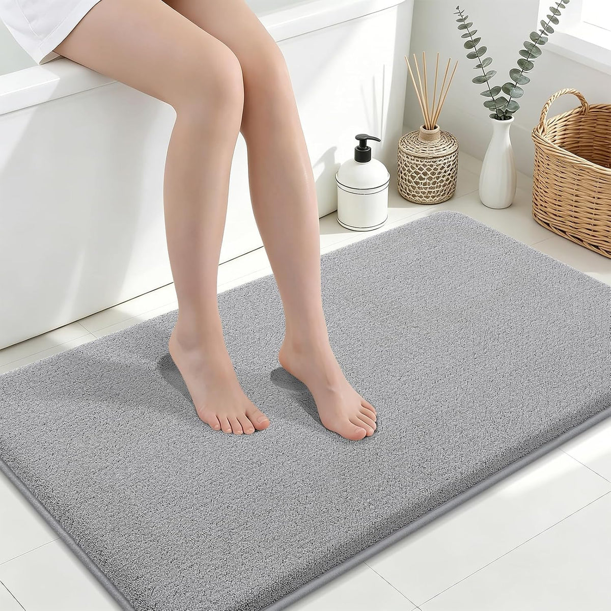 Memory Foam Bath Mat 30x20, Extra Soft Absorbent Bathroom Rugs - Colors B
