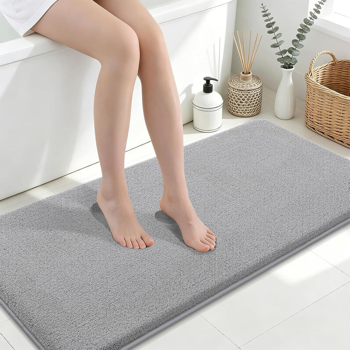 Memory Foam Bath Mat 30x20, Extra Soft Absorbent Bathroom Rugs - Colors B