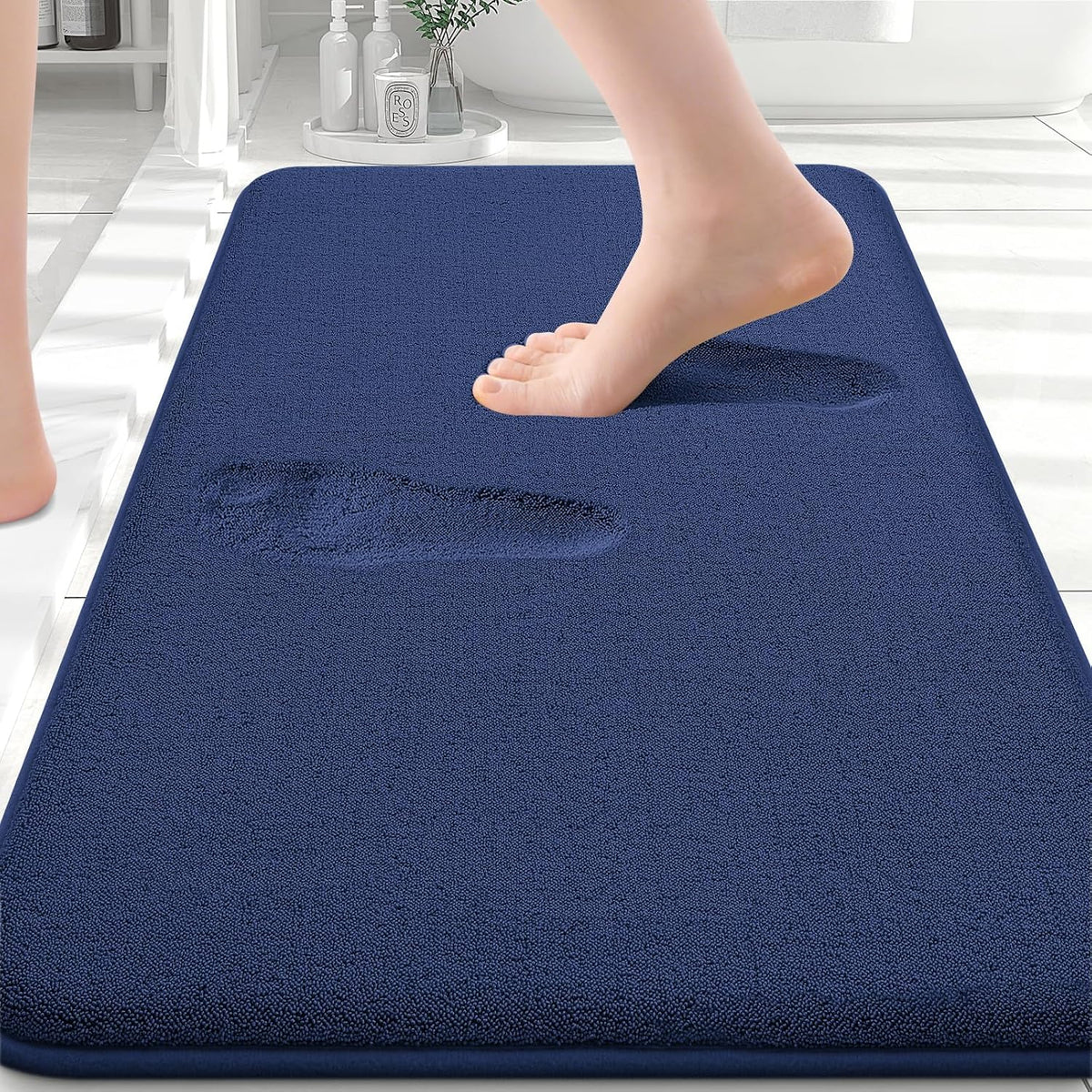 Memory Foam Bath Mat 30x20, Extra Soft Absorbent Bathroom Rugs - Colors B