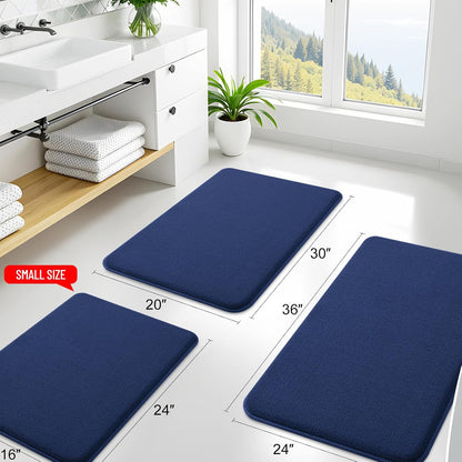 Memory Foam Bath Mat 30x20, Extra Soft Absorbent Bathroom Rugs - Colors B
