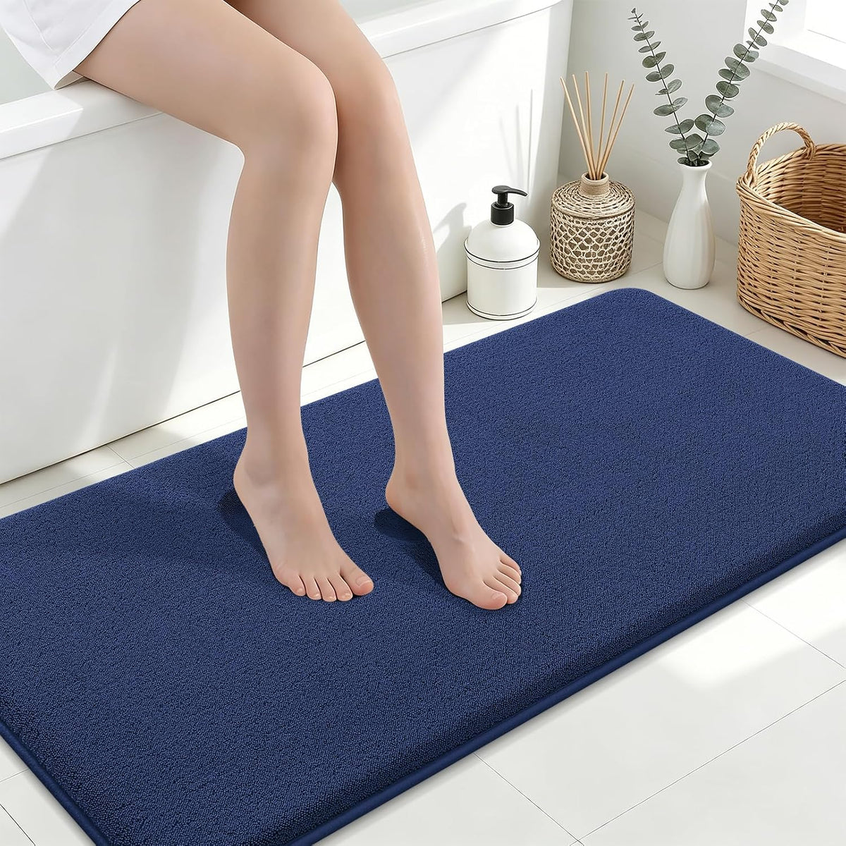 Memory Foam Bath Mat 30x20, Extra Soft Absorbent Bathroom Rugs - Colors B