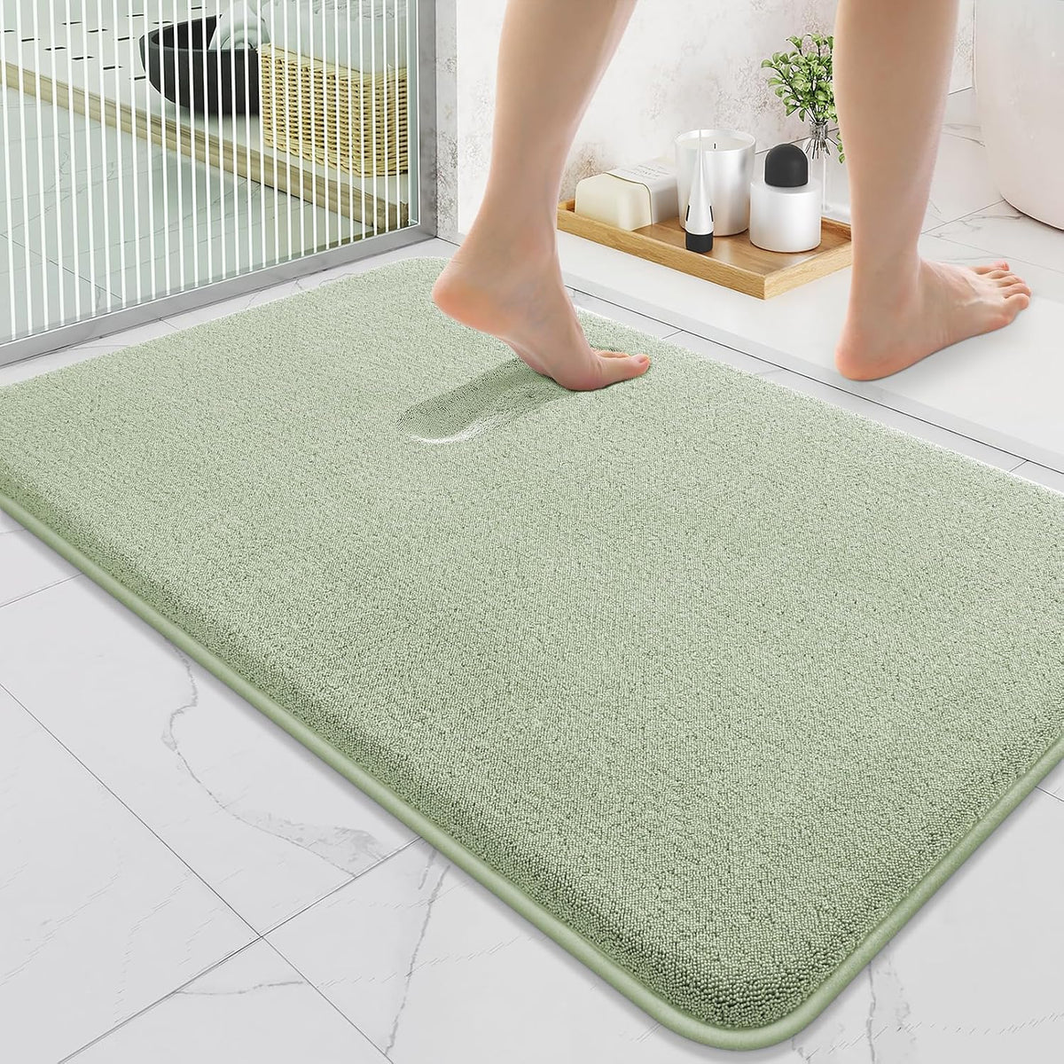 Memory Foam Bath Mat 30x20, Extra Soft Absorbent Bathroom Rugs - Colors B