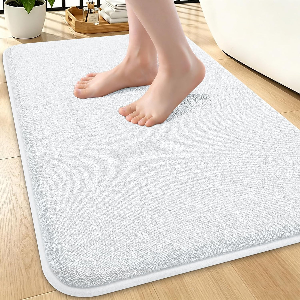Memory Foam Bath Mat 30x20, Extra Soft Absorbent Bathroom Rugs - Colors B