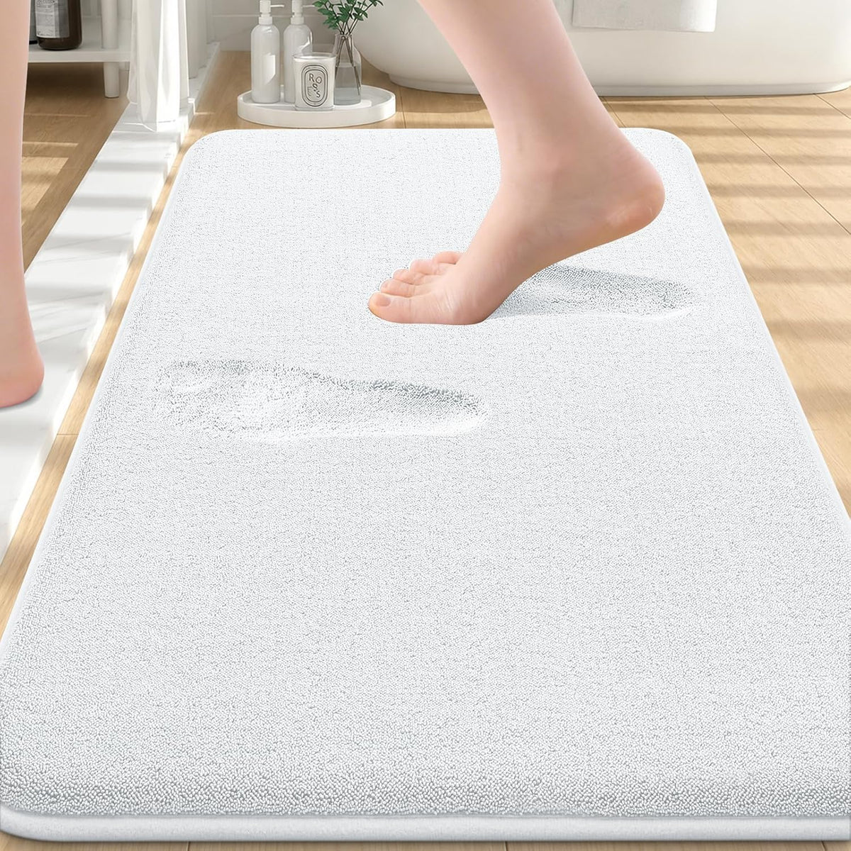Memory Foam Bath Mat 30x20, Extra Soft Absorbent Bathroom Rugs - Colors B