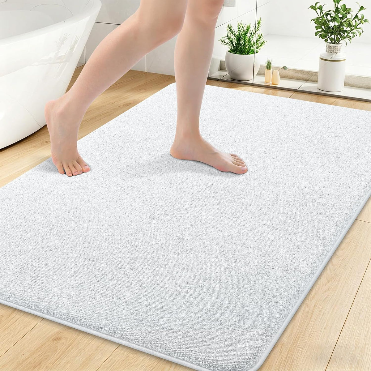 Memory Foam Bath Mat 30x20, Extra Soft Absorbent Bathroom Rugs - Colors B