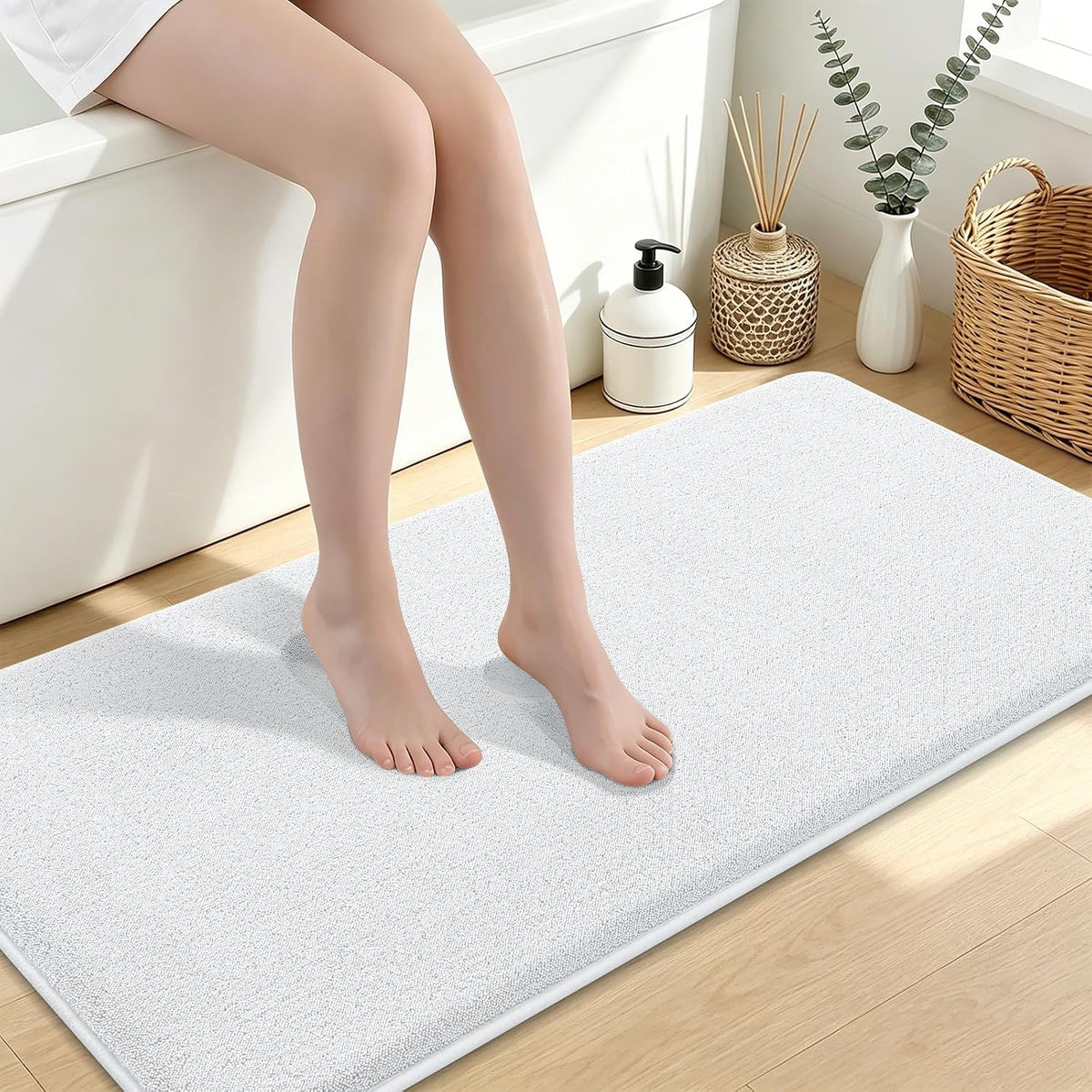 Memory Foam Bath Mat 30x20, Extra Soft Absorbent Bathroom Rugs - Colors B