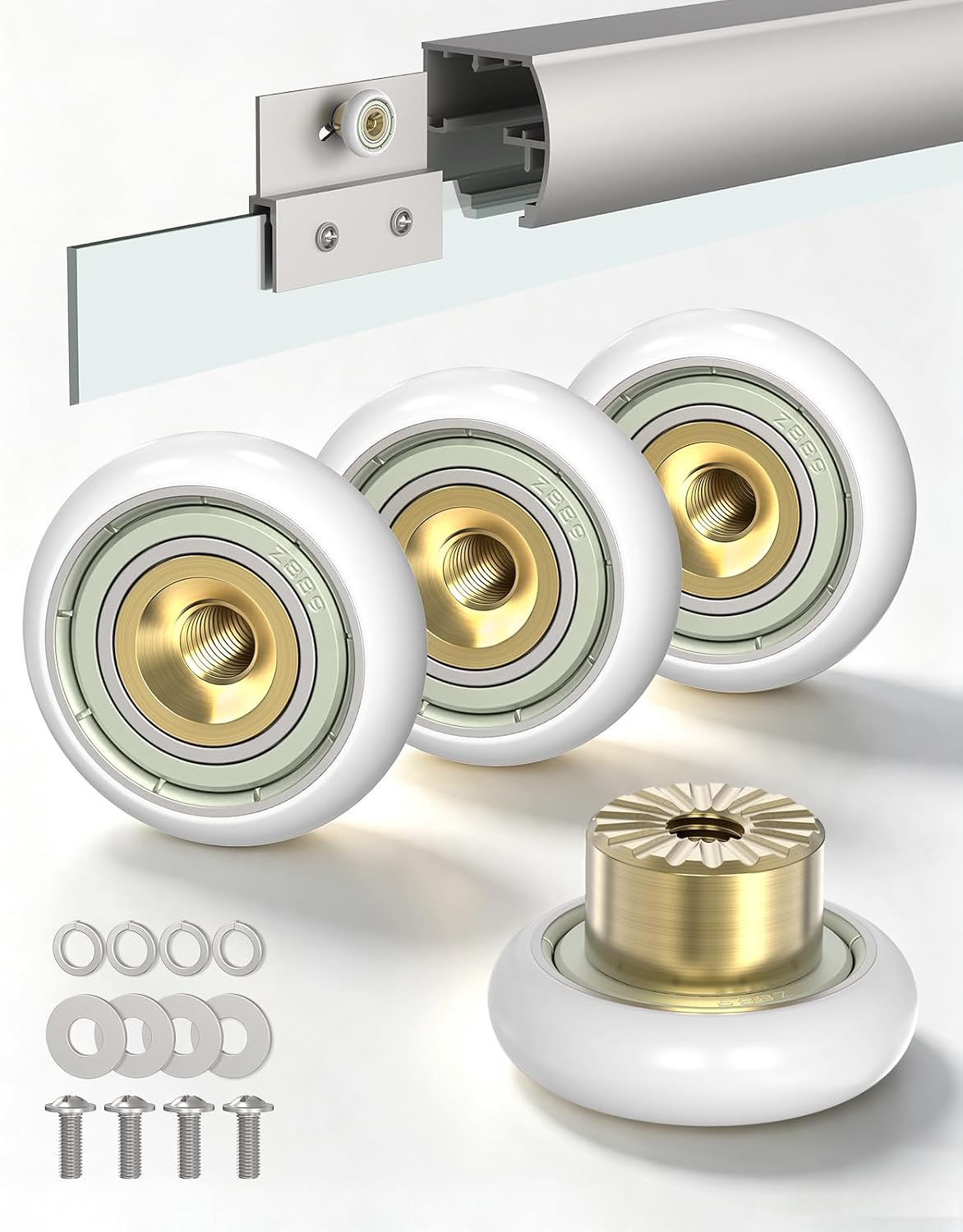 Sliding Shower Door Rollers Replacement, 19mm Diameter Nylon Wheels