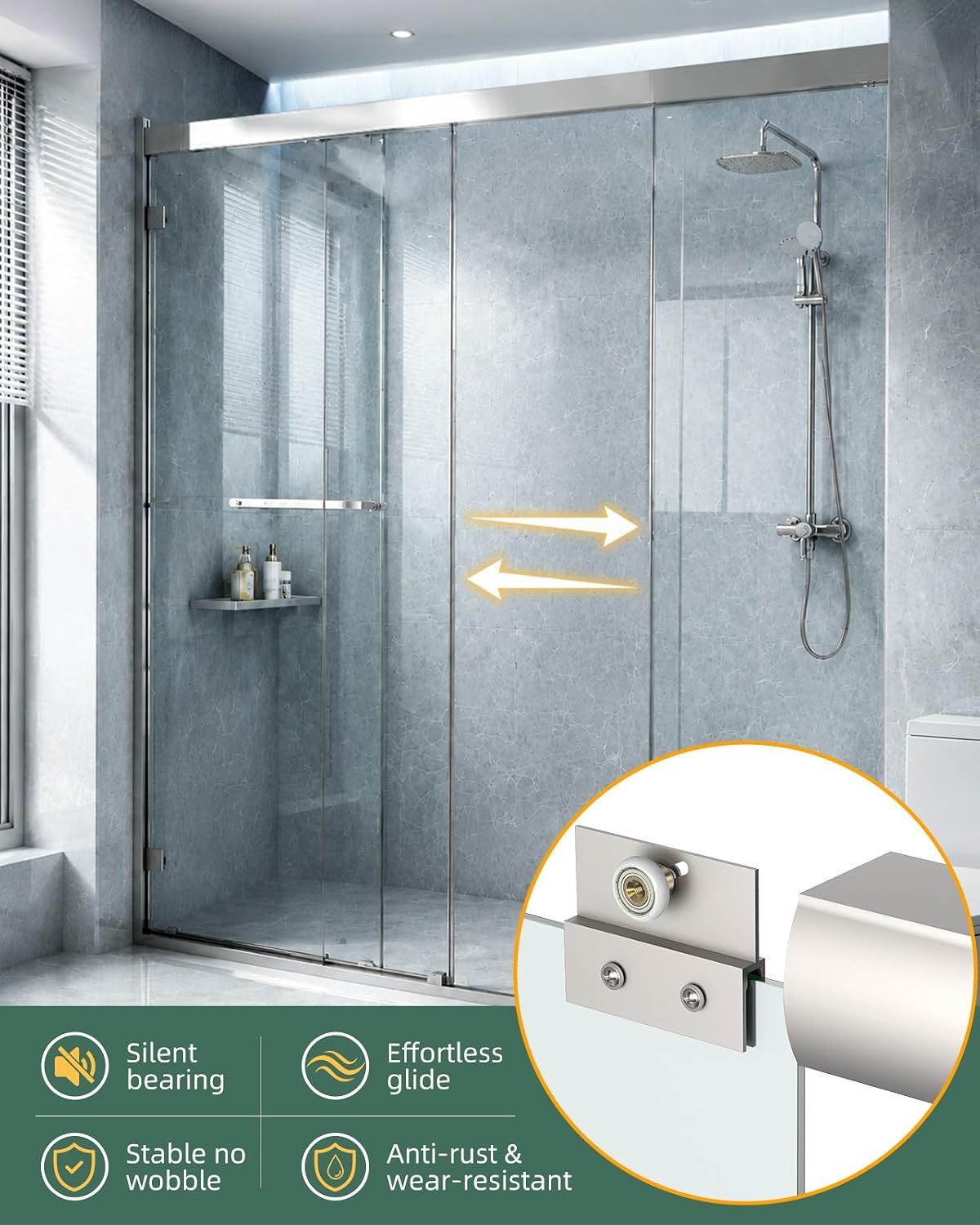 Sliding Shower Door Rollers Replacement, 19mm Diameter Nylon Wheels