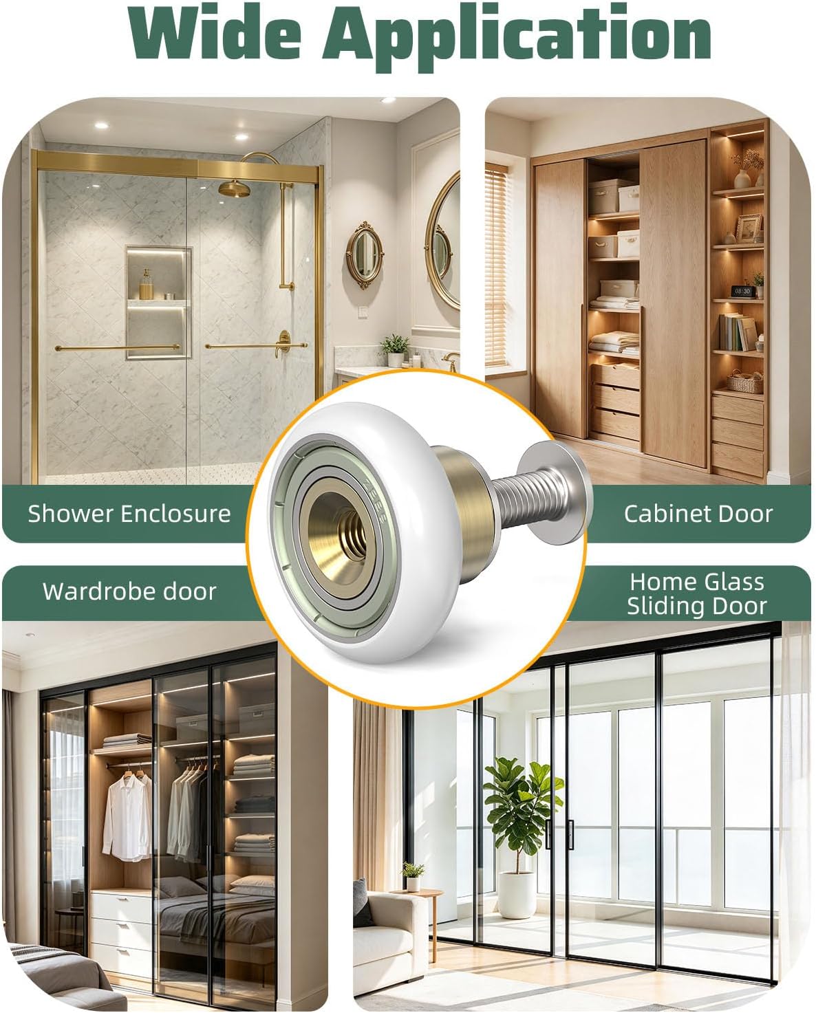 Sliding Shower Door Rollers Replacement, 19mm Diameter Nylon Wheels