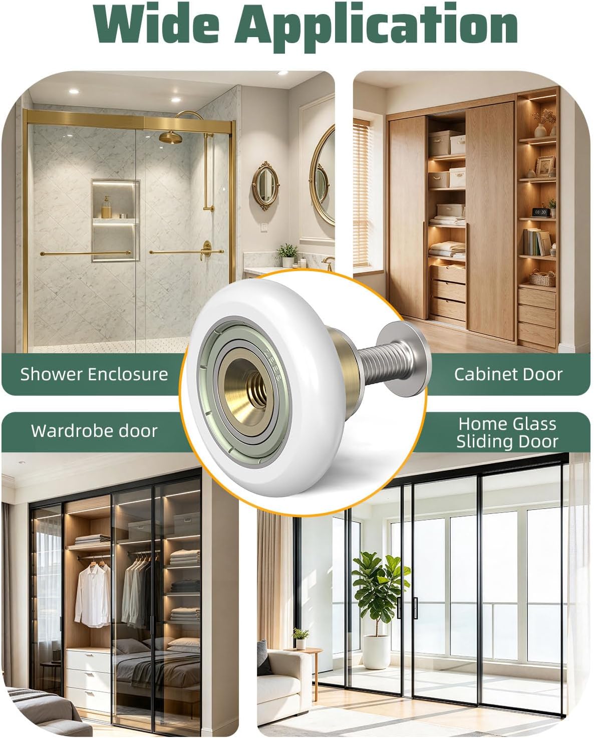 Sliding Shower Door Rollers Replacement, 19mm Diameter Nylon Wheels