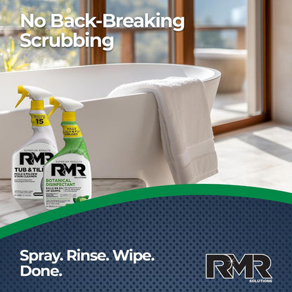 RMR Germ & Grime Guard Bundle – Tub & Tile Mold & Mildew Stain Remover + Botanical Disinfectant Cleaner, 2-Step Bathroom & Home Cleaning for Tile, Grout, Shower, Counters & More, 2–32 Oz Bottles
