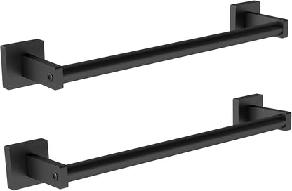 Towel Bar for Bathroom, 24" 2 Pack Wall Mounted Towel Rack, Black