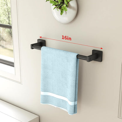 Towel Bar for Bathroom, 24" 2 Pack Wall Mounted Towel Rack, Black