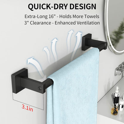 Towel Bar for Bathroom, 24" 2 Pack Wall Mounted Towel Rack, Black