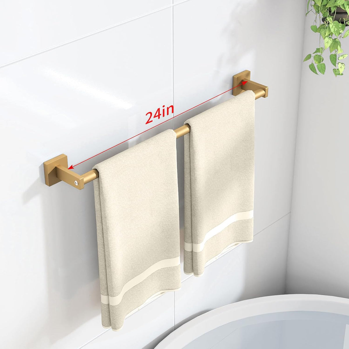 Towel Bar for Bathroom, 24" 2 Pack Wall Mounted Towel Rack, Black