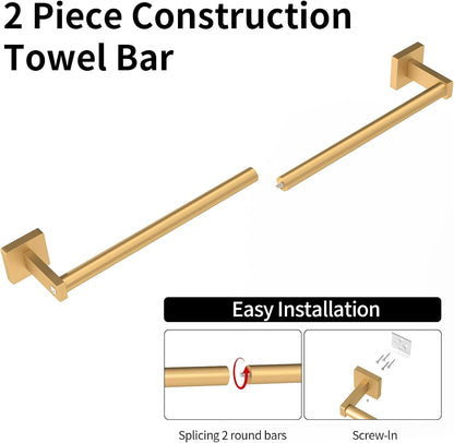 Towel Bar for Bathroom, 24" 2 Pack Wall Mounted Towel Rack, Black