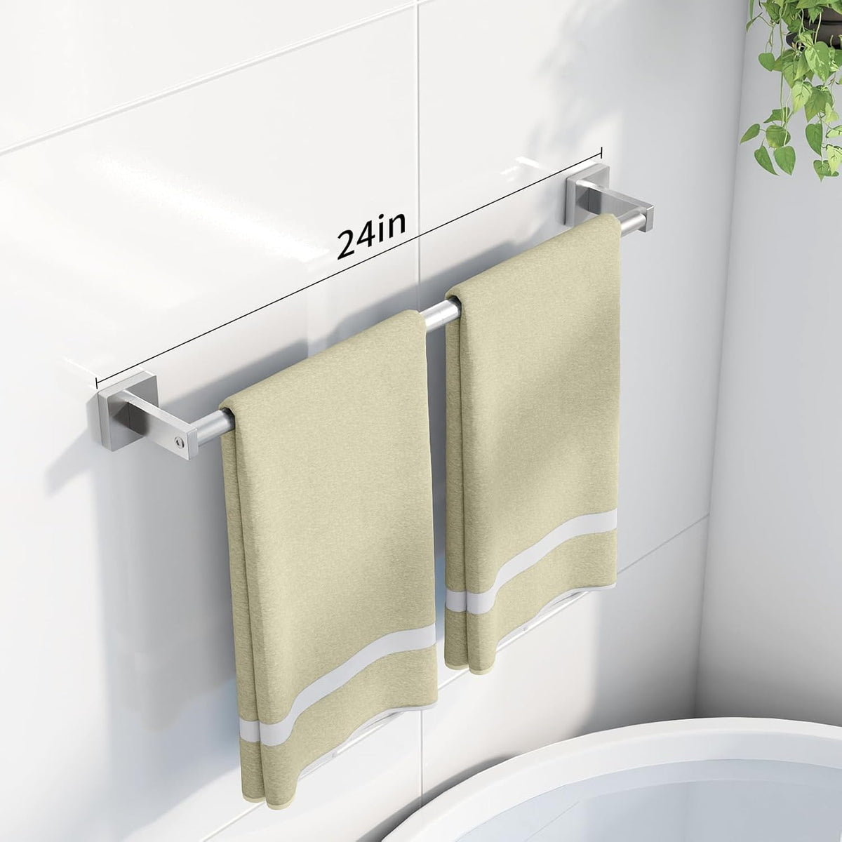 Towel Bar for Bathroom, 24" 2 Pack Wall Mounted Towel Rack, Black
