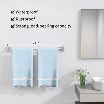 Towel Bar for Bathroom, 24" 2 Pack Wall Mounted Towel Rack, Black