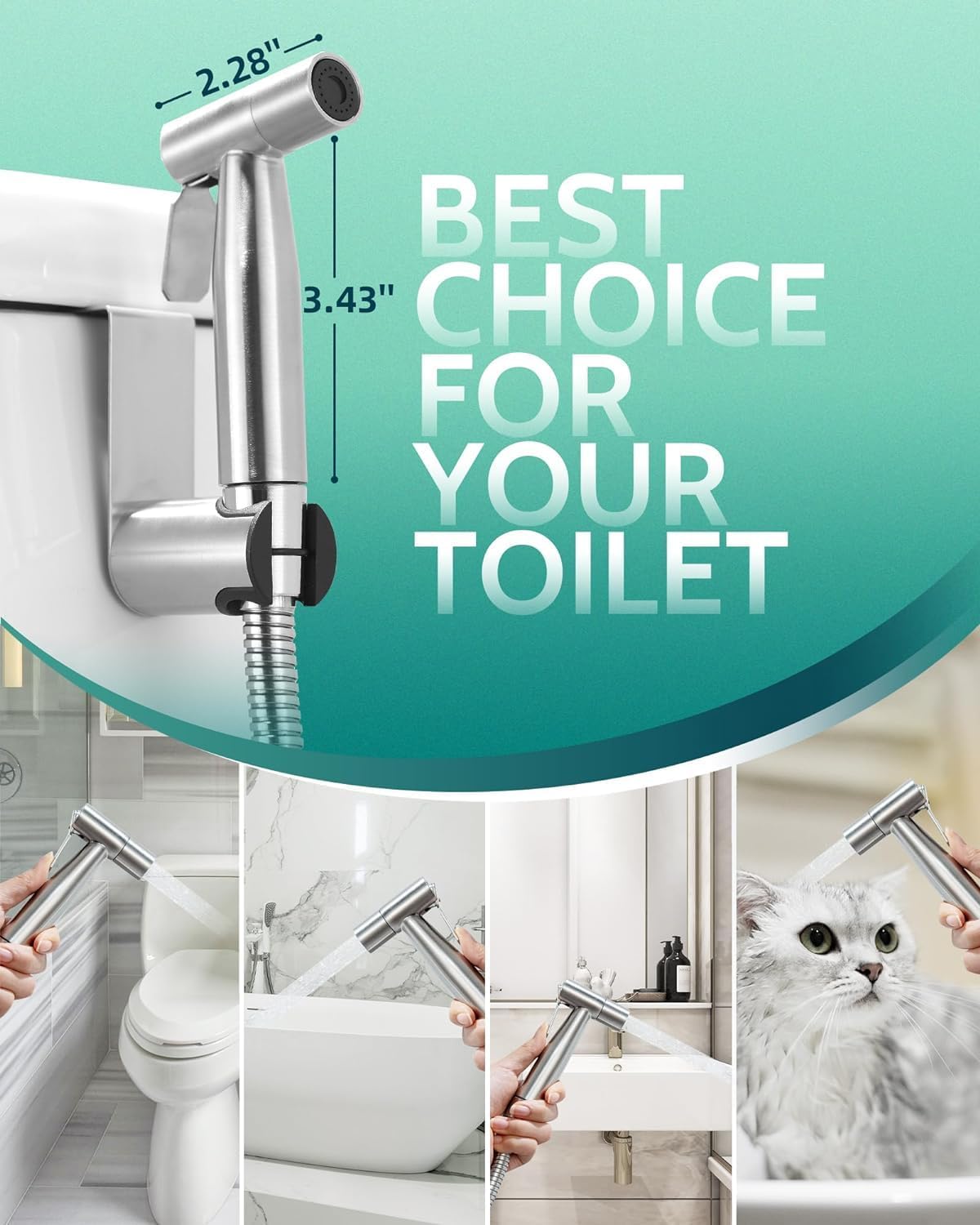 Handheld Bidet Sprayer, Adjustable Water Pressure, RV Toilet Use
