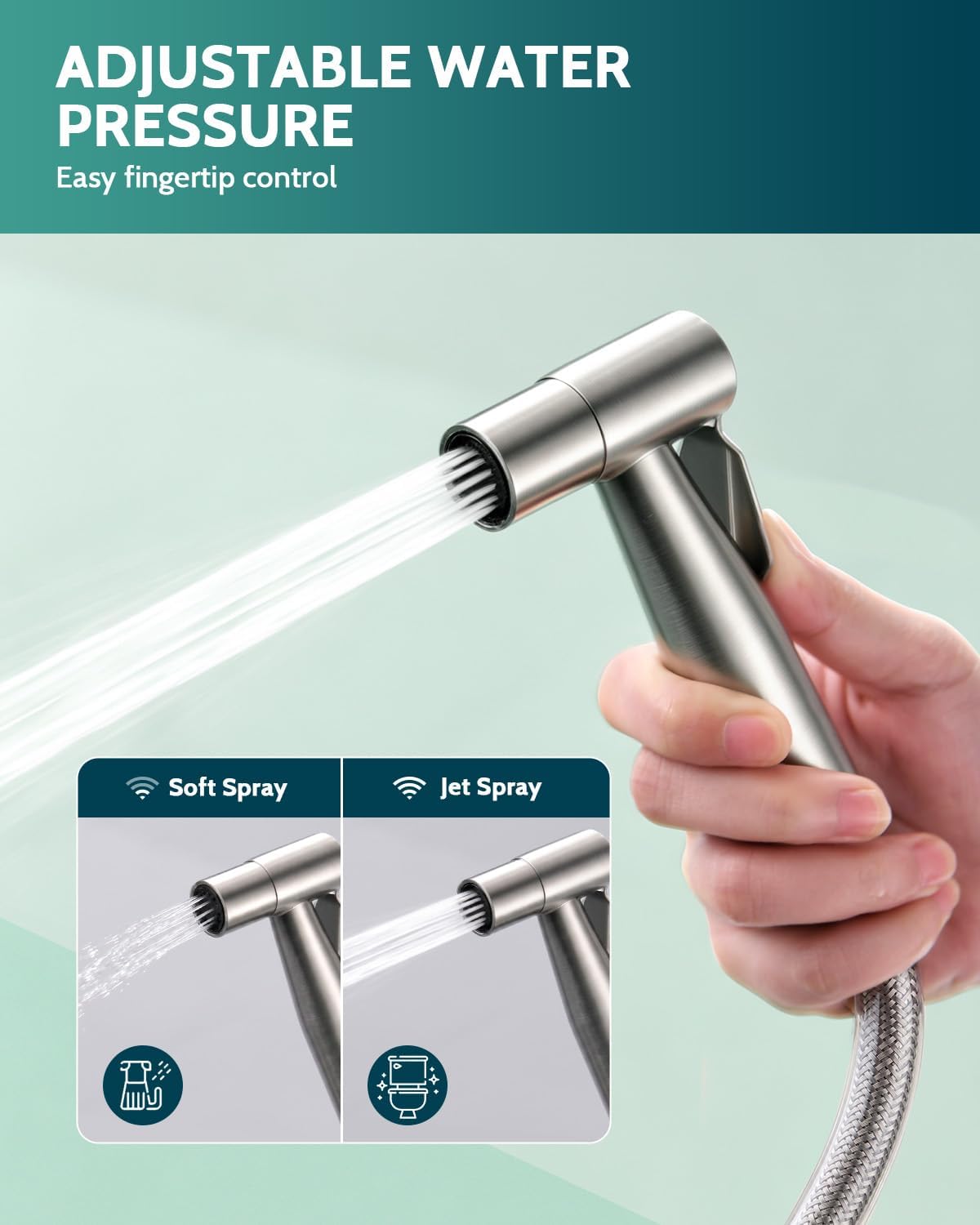 Handheld Bidet Sprayer, Adjustable Water Pressure, RV Toilet Use