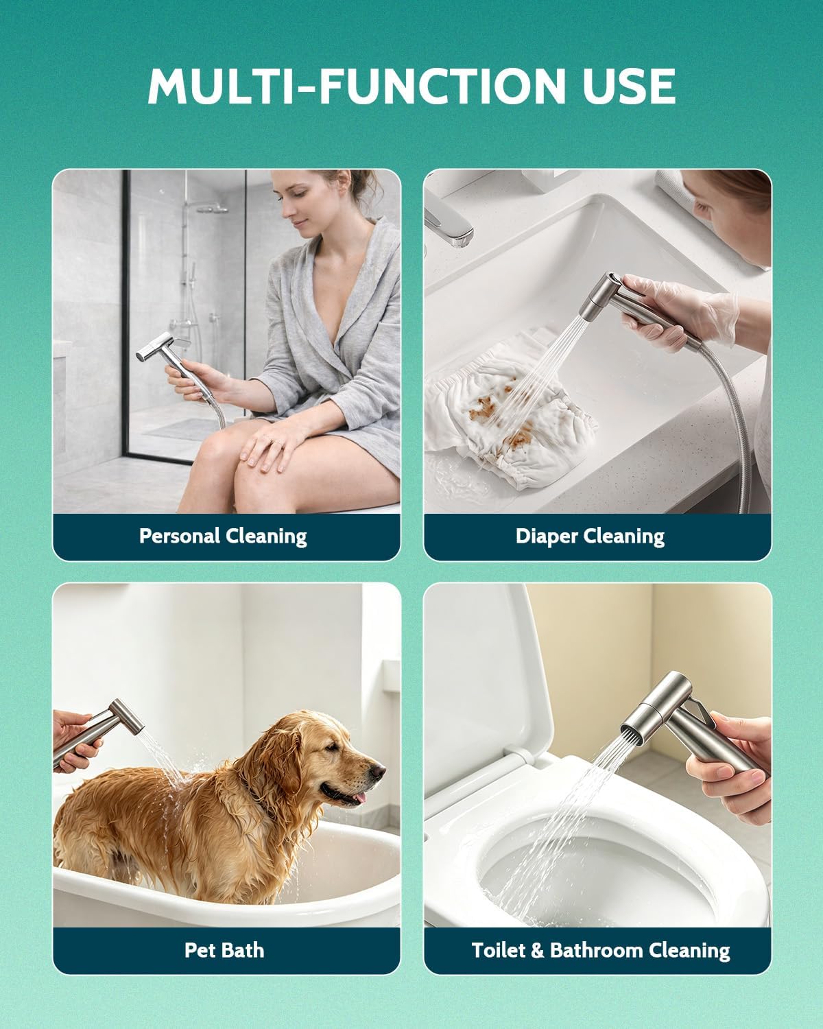 Handheld Bidet Sprayer, Adjustable Water Pressure, RV Toilet Use