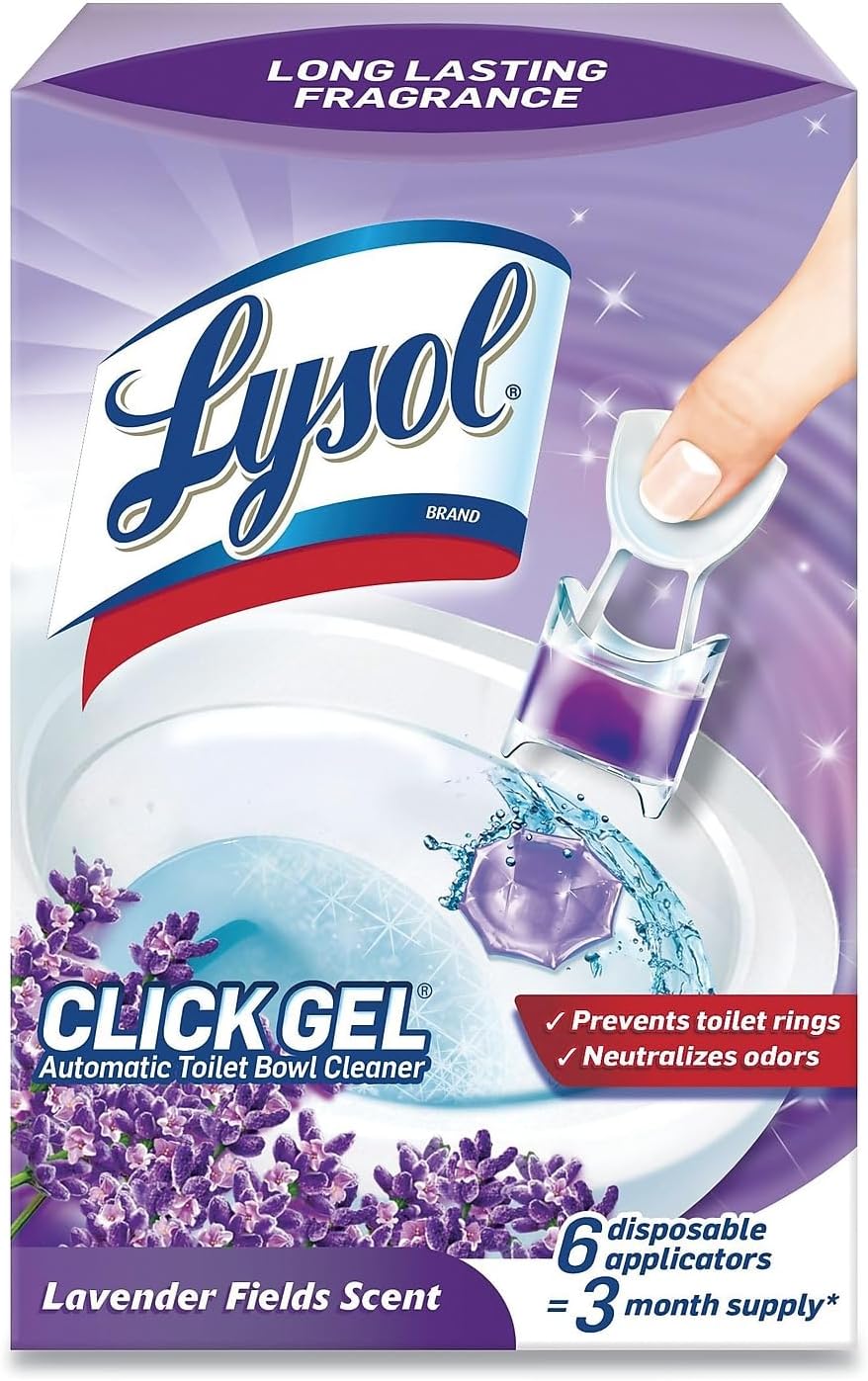 Click Gel Automatic Toilet Bowl Cleaner, Toilet Gel Stamp, Toilet Freshener, Bathroom Essentials, Refreshing Mango & Hibiscus Scent, 6 Count (Pack of 1)