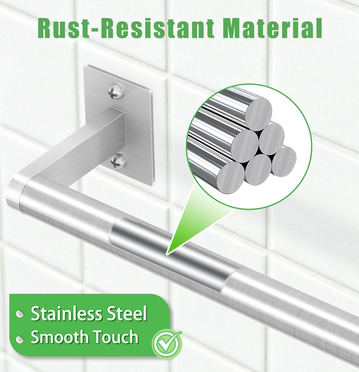 Brushed Nickel Towel Bar for Bathroom Wall, Stainless Steel,24 Inch
