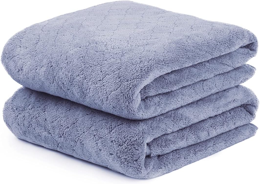 Microfiber Bath Towel (30" x 60"), Oversized Thick Towels, Soft, Super Absorbent and Fast Drying, No Fading Multipurpose Use for Sports, Travel, Fitness, Yoga, 30 in 60 in, Grey Count | Microfiber, Hanging Loop, Oversized, Soft & Absorbent, Fast