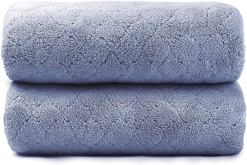 Microfiber Bath Towel (30" x 60"), Oversized Thick Towels, Soft, Super Absorbent and Fast Drying, No Fading Multipurpose Use for Sports, Travel, Fitness, Yoga, 30 in 60 in, Grey Count | Microfiber, Hanging Loop, Oversized, Soft & Absorbent, Fast