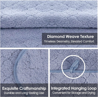 Microfiber Bath Towel (30" x 60"), Oversized Thick Towels, Soft, Super Absorbent and Fast Drying, No Fading Multipurpose Use for Sports, Travel, Fitness, Yoga, 30 in 60 in, Grey Count | Microfiber, Hanging Loop, Oversized, Soft & Absorbent, Fast