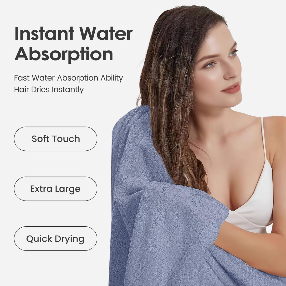 Microfiber Bath Towel (30" x 60"), Oversized Thick Towels, Soft, Super Absorbent and Fast Drying, No Fading Multipurpose Use for Sports, Travel, Fitness, Yoga, 30 in 60 in, Grey Count | Microfiber, Hanging Loop, Oversized, Soft & Absorbent, Fast