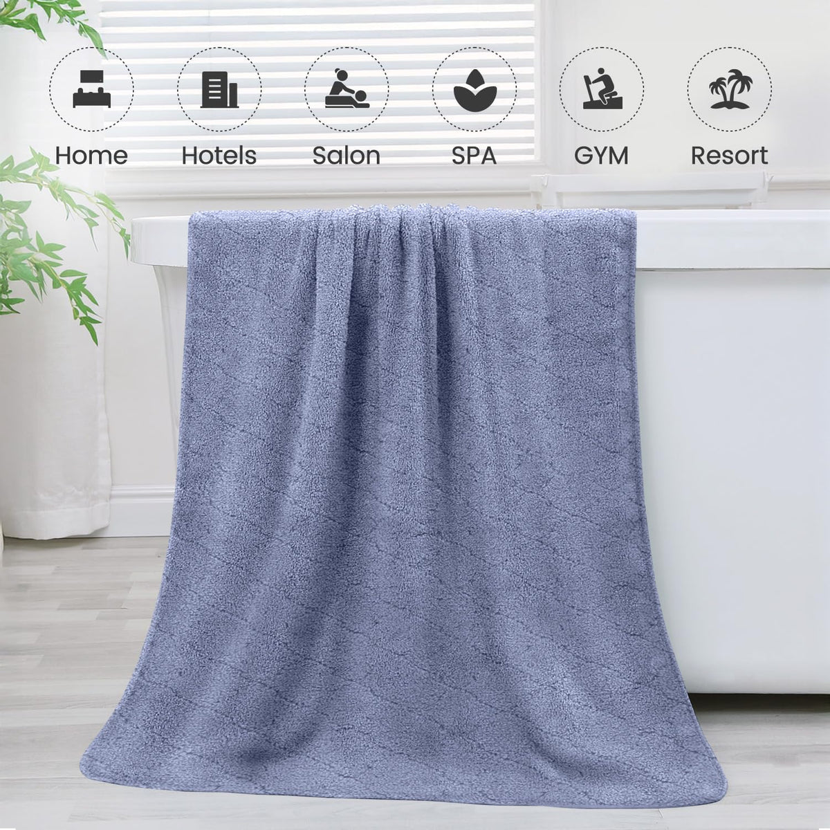 Microfiber Bath Towel (30" x 60"), Oversized Thick Towels, Soft, Super Absorbent and Fast Drying, No Fading Multipurpose Use for Sports, Travel, Fitness, Yoga, 30 in 60 in, Grey Count | Microfiber, Hanging Loop, Oversized, Soft & Absorbent, Fast
