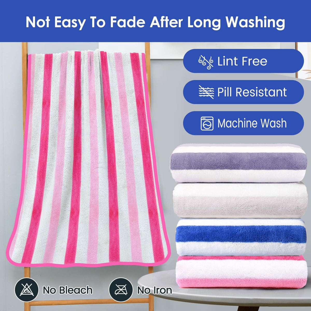 Microfiber Bath Towel (30" x 60"), Oversized Thick Towels, Soft, Super Absorbent and Fast Drying, No Fading Multipurpose Use for Sports, Travel, Fitness, Yoga, 30 in 60 in, Grey Count | Microfiber, Hanging Loop, Oversized, Soft & Absorbent, Fast
