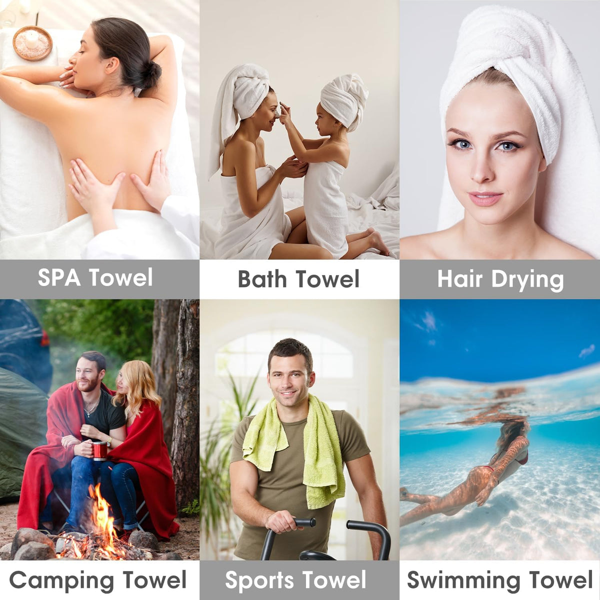 Microfiber Bath Towel (30" x 60"), Oversized Thick Towels, Soft, Super Absorbent and Fast Drying, No Fading Multipurpose Use for Sports, Travel, Fitness, Yoga, 30 in 60 in, Grey Count | Microfiber, Hanging Loop, Oversized, Soft & Absorbent, Fast