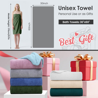 Microfiber Bath Towel (30" x 60"), Oversized Thick Towels, Soft, Super Absorbent and Fast Drying, No Fading Multipurpose Use for Sports, Travel, Fitness, Yoga, 30 in 60 in, Grey Count | Microfiber, Hanging Loop, Oversized, Soft & Absorbent, Fast
