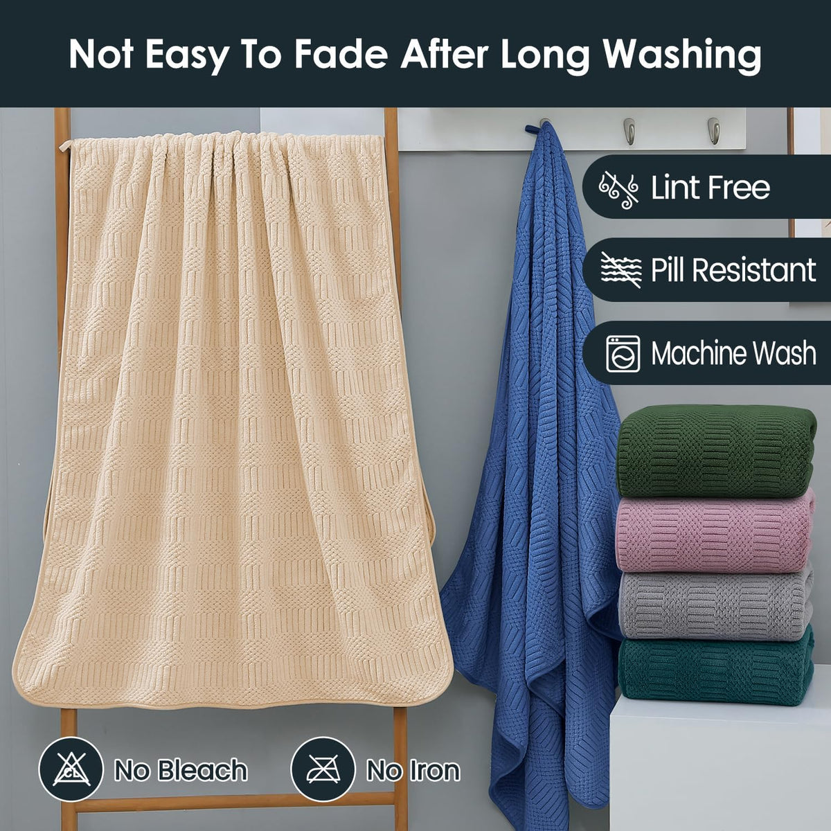 Microfiber Bath Towel (30" x 60"), Oversized Thick Towels, Soft, Super Absorbent and Fast Drying, No Fading Multipurpose Use for Sports, Travel, Fitness, Yoga, 30 in 60 in, Grey Count | Microfiber, Hanging Loop, Oversized, Soft & Absorbent, Fast